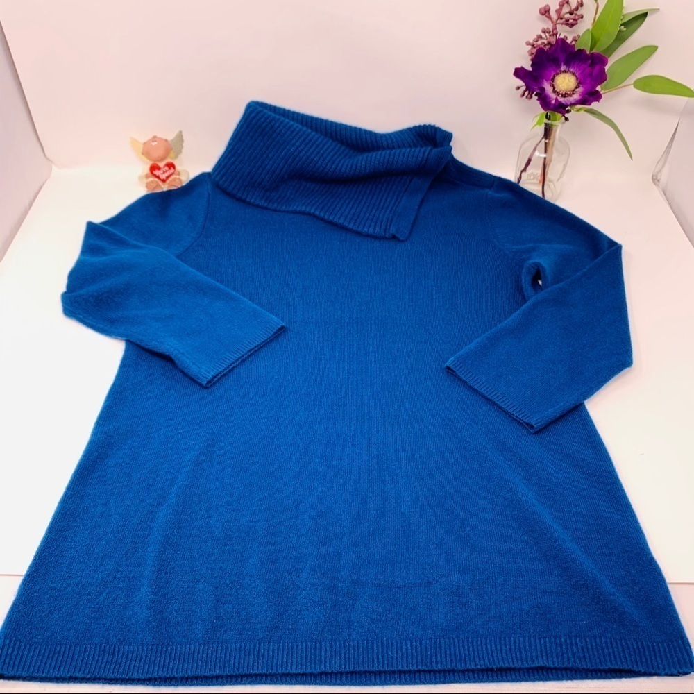 Hampshire Studio Royal Blue Cowl Neck 3/4 Sleeve Sweater Size Medium Petite - Picture 11 of 12